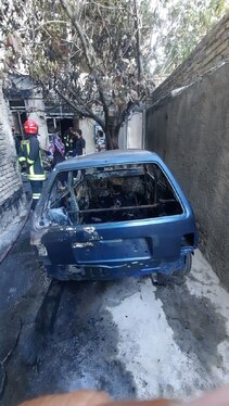 آتش سوزی مهیب منزلی مسکونی در مشهد توسط آتش‌نشانان مهار شد + عکس