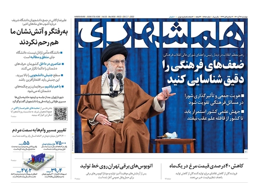 صفحه نخست روزنامه‌های کشور - چهارشنبه ۱۶ آذر ۱۴۰۱