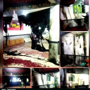 حمله اغتشاشگران با کوکتل مولوتوف به مسجد امام هادی (ع) خرم‌آباد + تصاویر