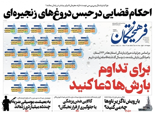 صفحه نخست روزنامه‌های کشور - سه‌شنبه ۲۷ دی ۱۴۰۱