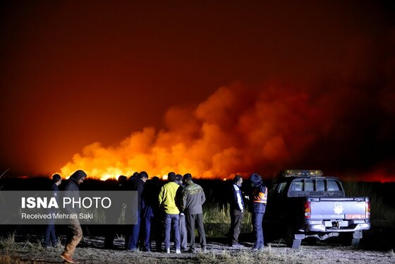 مهار آتش در تالاب میقان اراک پس از ۸ ساعت + عکس و فیلم