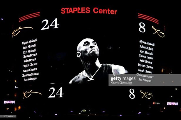 مراسم یادبود کوبی برایانت در استادیوم خانگی لوس‌آنجلس لیکرز+ویدئو