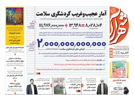 صفحه نخست روزنامه‌های کشور - چهارشنبه ۲۱ تیر ۱۴۰۲