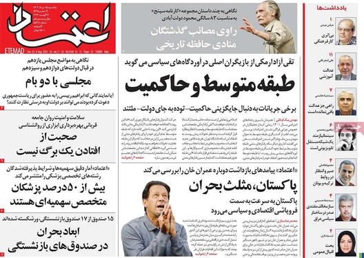 صفحه نخست روزنامه‌های کشور - یکشنبه ۱۵ مرداد ۱۴۰۲
