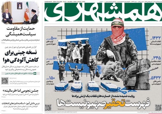 صفحه نخست روزنامه‌های کشور - دوشنبه ۱۵ آبان ۱۴۰۲