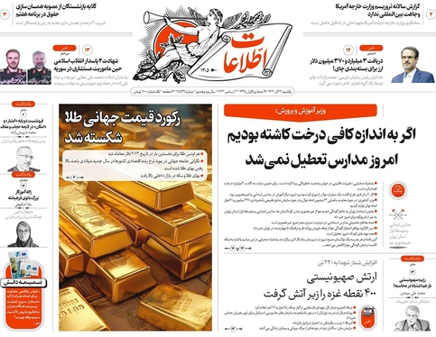 صفحه نخست روزنامه‌های کشور - یکشنبه ۱۲ آذر ۱۴۰۲