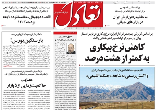 صفحه نخست روزنامه‌های کشور - سه‌شنبه ۱۲ دی ۱۴۰۲