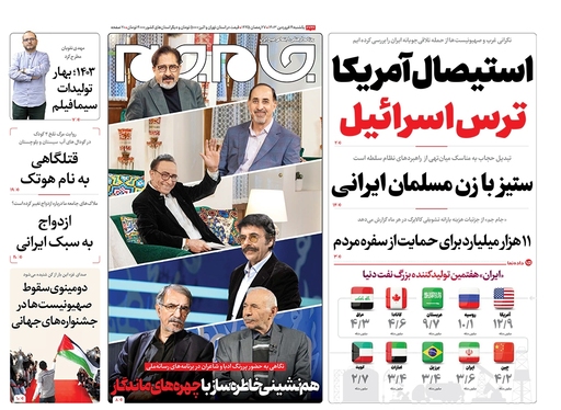 صفحه نخست روزنامه‌های کشور - یکشنبه ۱۹ فروردین۱۴۰۳