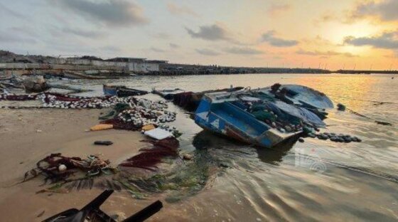 تصاویری از ویرانی بندر غزه در نتیجه بمباران اشغالگران