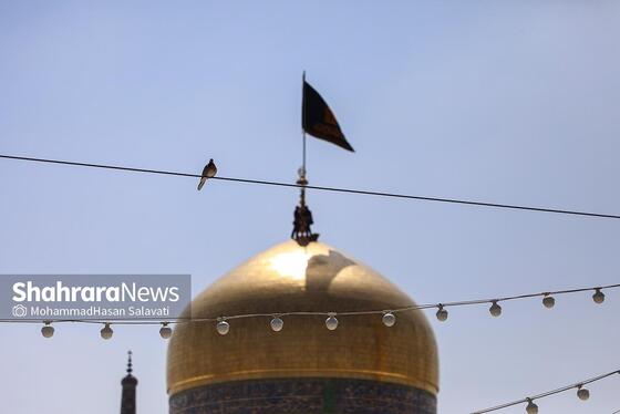 مجموعه عکس | تعویض پرچم گنبد مطهر رضوی به احترام شهادت رئیس جمهور و هیئت همراه