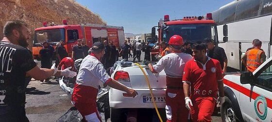تصادف وحشتناک ۲ سواری و ۲ اتوبوس با ۳۶ کشته و مصدوم در کرمانشاه + عکس (۶ شهریور ۱۴۰۳)
