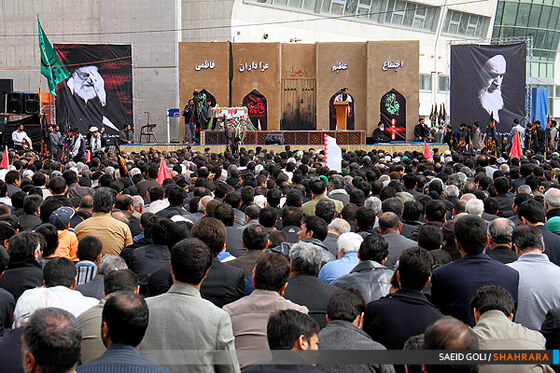 اجتماع عظیم عزاداران فاطمی و تشییع پیکر پاک 2 شهید گمنام