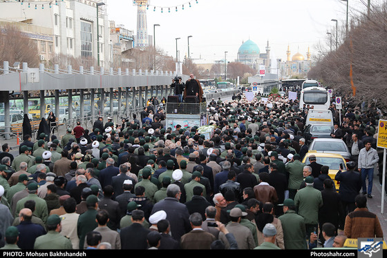 تشییع پیکر سردار منصوری فرمانده قرارگاه منطقه‌ ای ثامن الائمه(ع)