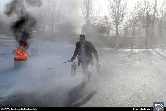 رزمایش پدافند غیرعامل در شهرک صنعتی مشهد