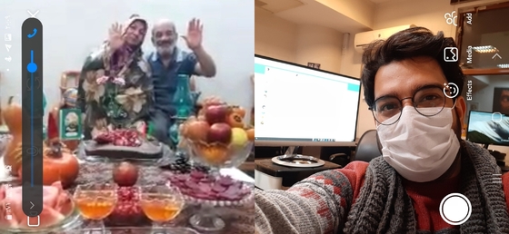 امشب علاوه بر شب یلدا تولد پدر هم بود. امسال من هم از روزنامه با تماس تصویری، تولد پدر و شب یلدا را بهشون تبریک گفتم. / اسکرین شات : محمد حسن صلواتی