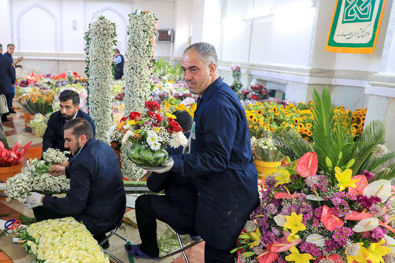 گل آرایی حرم مطهر رضوی در آستانه میلاد امام رضا (ع)