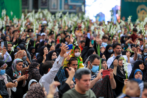 گلباران حرم مطهر رضوی در شب میلاد امام رضا(ع)