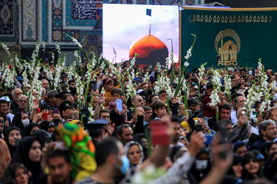 گلباران حرم مطهر رضوی در شب میلاد امام رضا(ع)