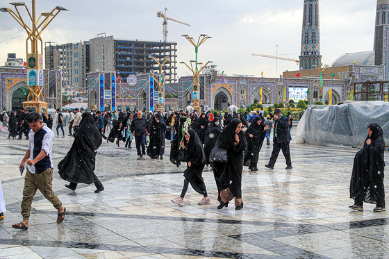 گلباران حرم مطهر رضوی در شب میلاد امام رضا(ع)