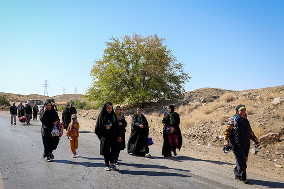زائران پیاده در مسیر حرم مطهر رضوی