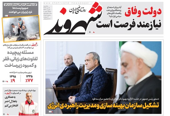 صفحه نخست روزنامه‌های کشور - یکشنبه ۱۶ دی ۱۴۰۳