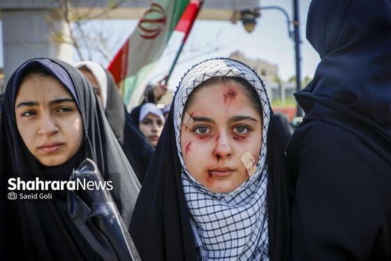 گزارش تصویری | تجمع دانش آموزان مشهدی در محکومیت کشتار کودکان غزه