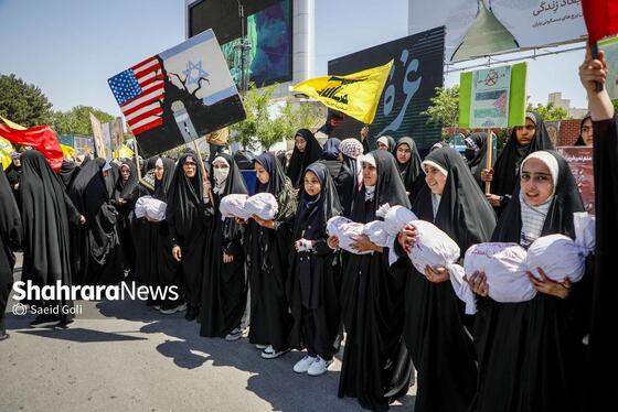 گزارش تصویری | تجمع دانش آموزان مشهدی در محکومیت کشتار کودکان غزه