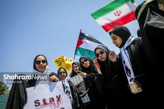 گزارش تصویری | تجمع دانش آموزان مشهدی در محکومیت کشتار کودکان غزه