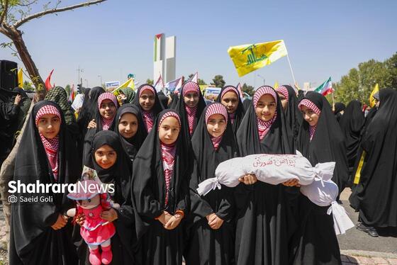 گزارش تصویری | تجمع دانش آموزان مشهدی در محکومیت کشتار کودکان غزه