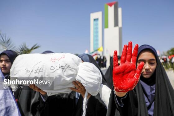 گزارش تصویری | تجمع دانش آموزان مشهدی در محکومیت کشتار کودکان غزه
