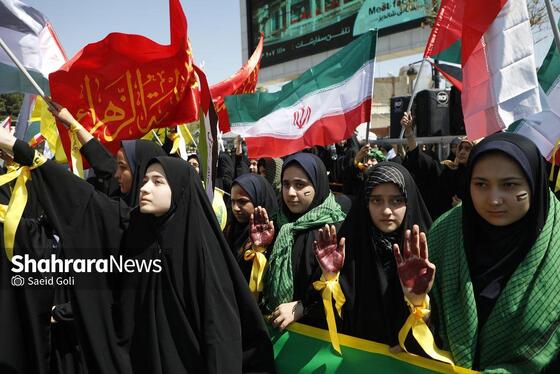 گزارش تصویری | تجمع دانش آموزان مشهدی در محکومیت کشتار کودکان غزه