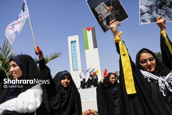 گزارش تصویری | تجمع دانش آموزان مشهدی در محکومیت کشتار کودکان غزه