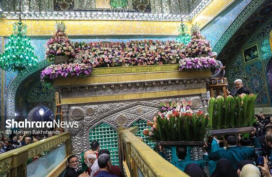 گزارش تصویری | تعویض گل‌های ضریح حرم مطهر امام‌رضا(ع)