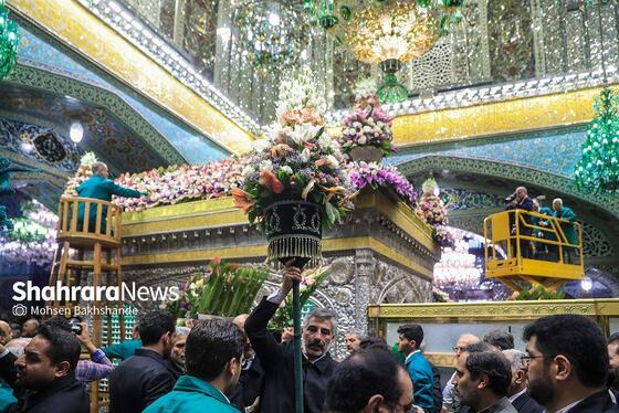 گزارش تصویری | تعویض گل‌های ضریح حرم مطهر امام‌رضا(ع)