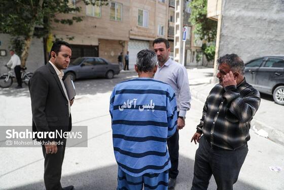 گزارش تصویری | بازسازی صحنه قتل در خیابان شهید کریمی مشهد
