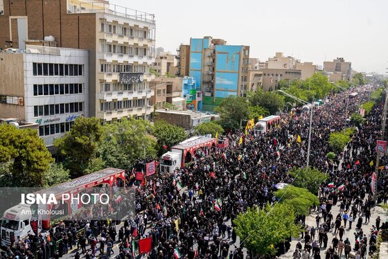 گزارش تصویری | مراسم تشییع پیکر شهدای اقتدار در تهران (۷ تیر ۱۴۰۴)