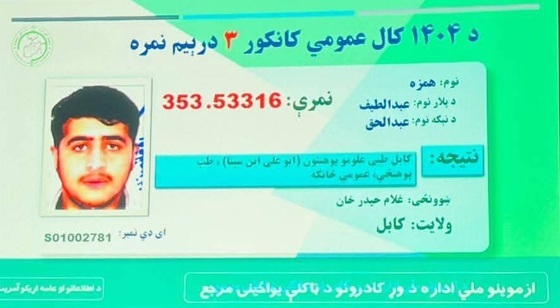 نتایج کنکور افغانستان در سال ۱۴۰۴ اعلام شد + اسامی نفرات برتر