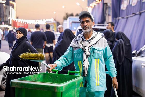 گزارش تصویری | خادمان فیروزه‌ای اربعین حسینی در نجف اشرف