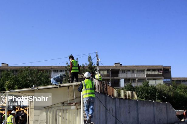 دیوار حائل شهرک پردیس و شهرک شهید بهشتی مشهد تخریب شد