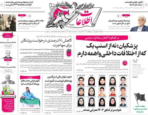 صفحه نخست روزنامه‌های کشور - یکشنبه ۹ شهریور ۱۴۰۴