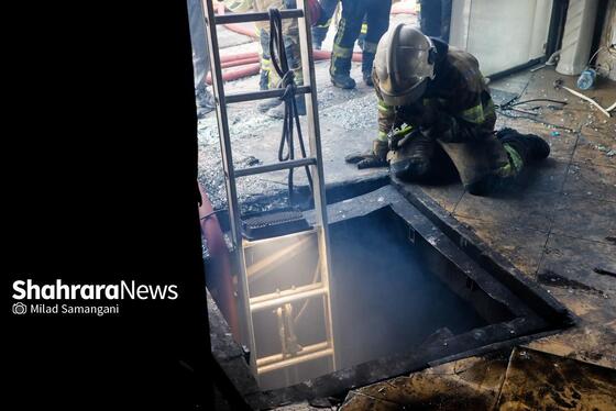 گزارش تصویری | حریق گسترده کارگاه مبل‌سازی در بزرگراه بابانظر مشهد (۲۱ شهریور ۱۴۰۴)