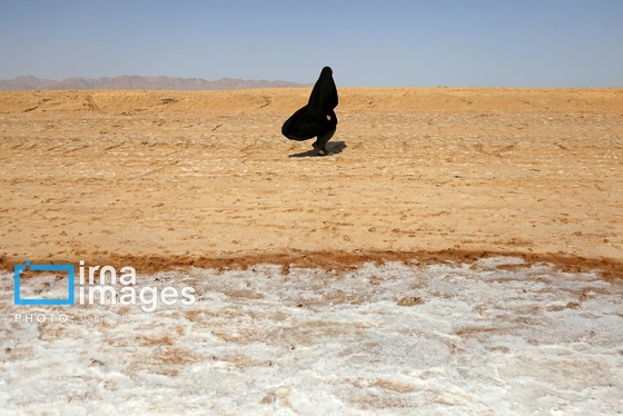 گزارش تصویری | برداشت نمک در دل کویر