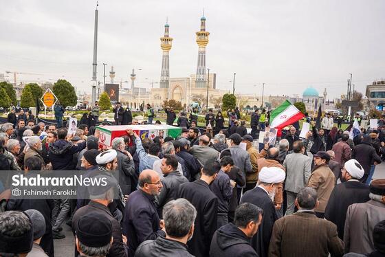 گزارش تصویری | مراسم تشییع پیکر ۸ شهید اقتدار ایران اسلامی در مشهد (۱۳ اسفند ۱۴۰۴)
