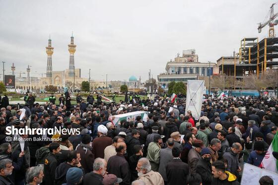 گزارش تصویری | مراسم تشییع پیکر ۸ شهید اقتدار ایران اسلامی در مشهد (۱۳ اسفند ۱۴۰۴)