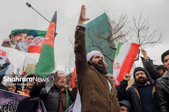 گزارش تصویری | تجمع مهاجران افغانستانی در محکومت جنایت آمریکا و رژیم صهیونیستی مقابل دفتر سازمان ملل در مشهد