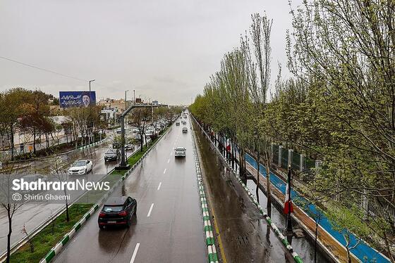 گزارش تصویری | شهر مشهد زیر بارش رحمت الهی در روز ۱۲ فروردین