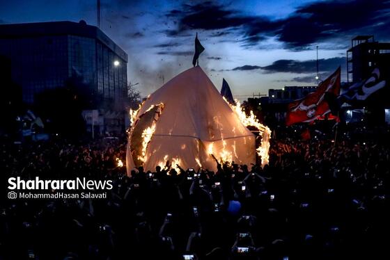 گزارش تصویری | مراسم خیمه سوزان عصر عاشورا در مشهد