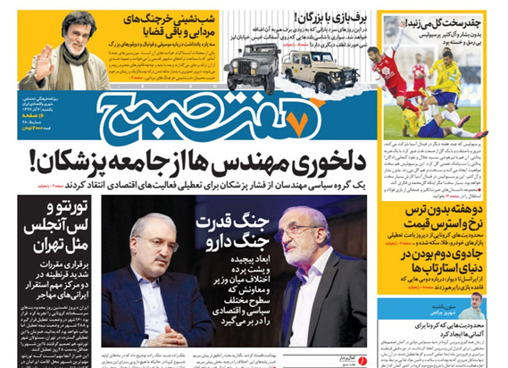 صفحه نخست روزنامه‌های کشور - یکشنبه ۲ آذر ۱۳۹۹