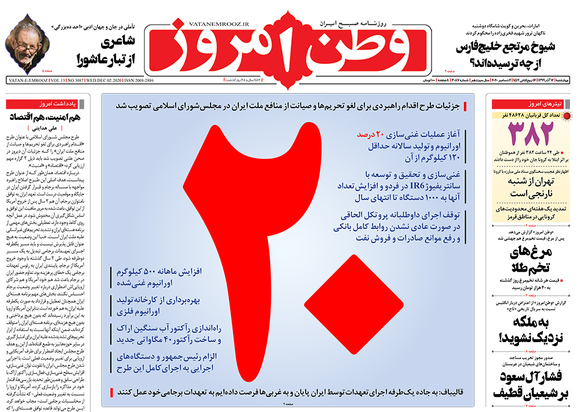 صفحه نخست روزنامه‌های کشور - چهارشنبه ۱۲ آذر ۱۳۹۹
