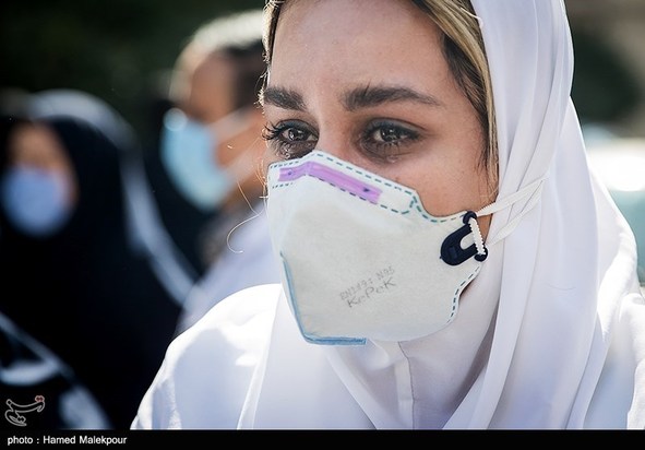 تلخ ترین تصاویر از تشییع پیکر «مهشید گودرز» شهید مدافع سلامت